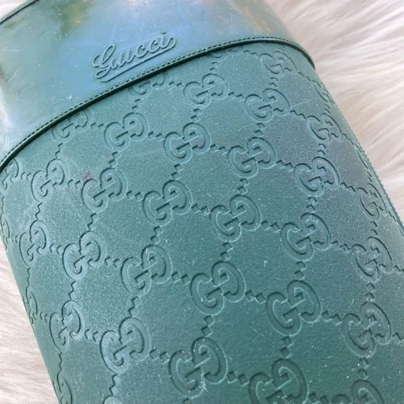 GUCCI Green Monogram GG Supreme Rain Boots Knee Calf High sz. 36 - Picture 11 of 15